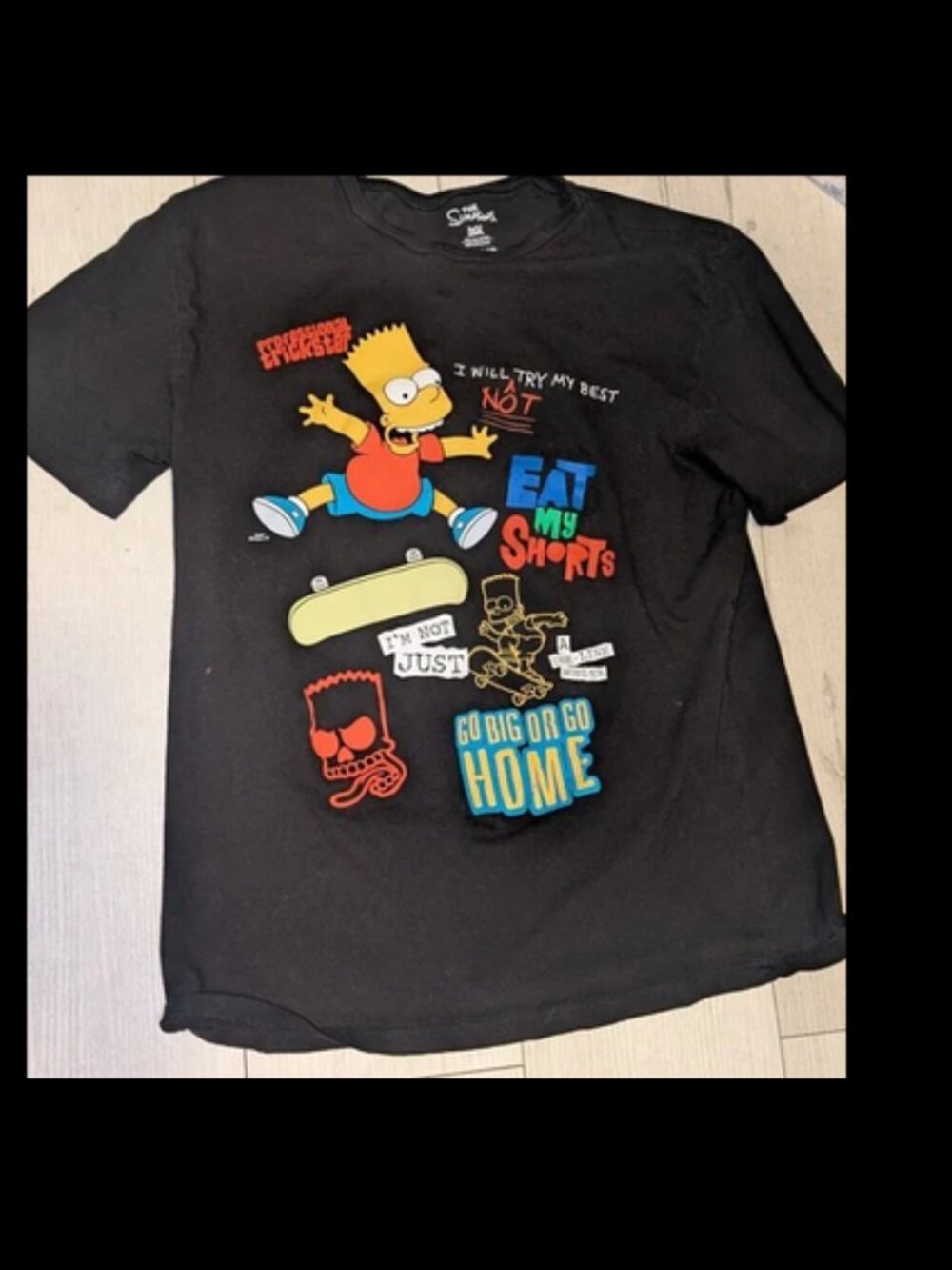 The Simpsons BART SIMPSON Funny Skater Shirt Boys Sz XL 16